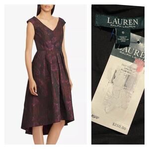 NWT Lauren Ralph Lauren Women's Metallic Jacquard Dress High Low Dress / 6 -